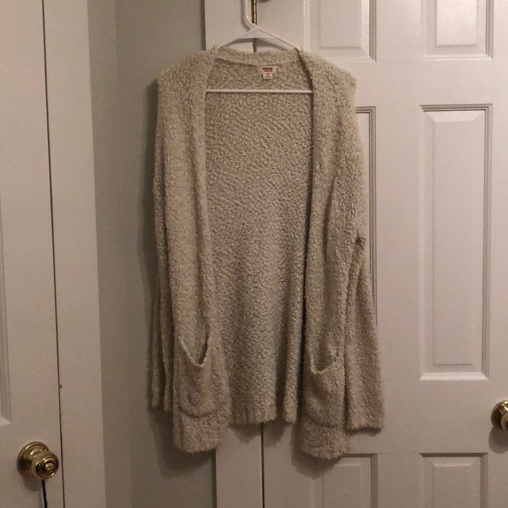 White fuzzy sweater !!